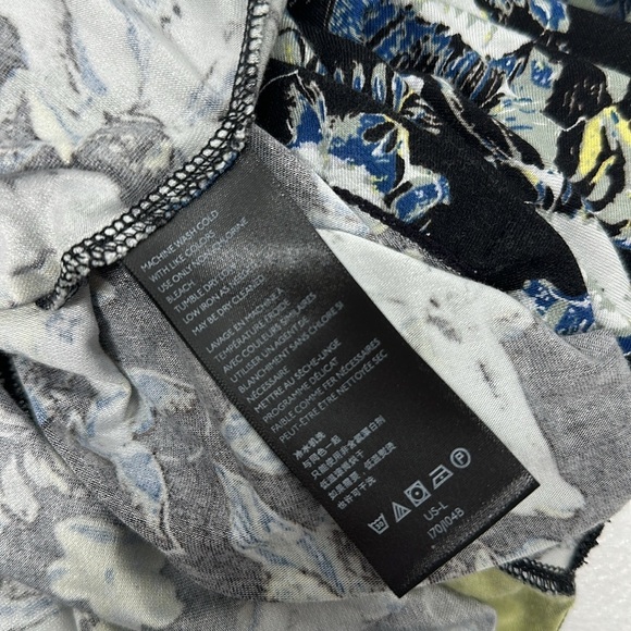 Free People Baja Babe Shirt Cold Shoulder Short Sleeve Floral Black Size Large - Picture 9 of 12